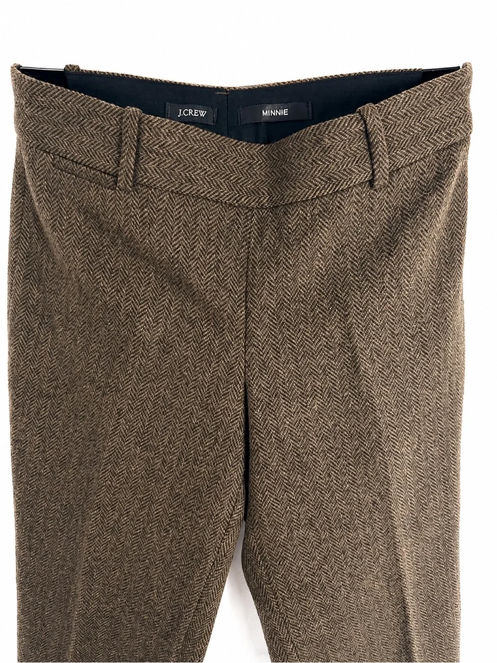 J.Crew Minnie Brown Tailored Herringbone Women's Trousers Size 0-2
